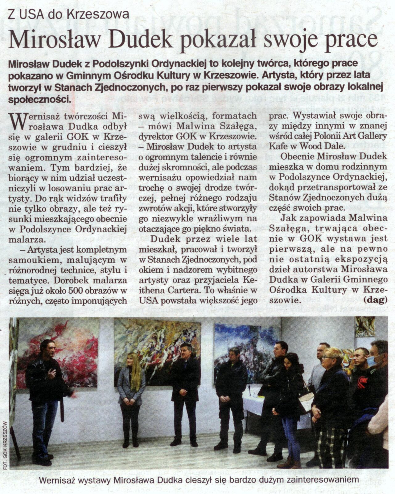 Lokalna prasa o wystawie Mirosława Dudka