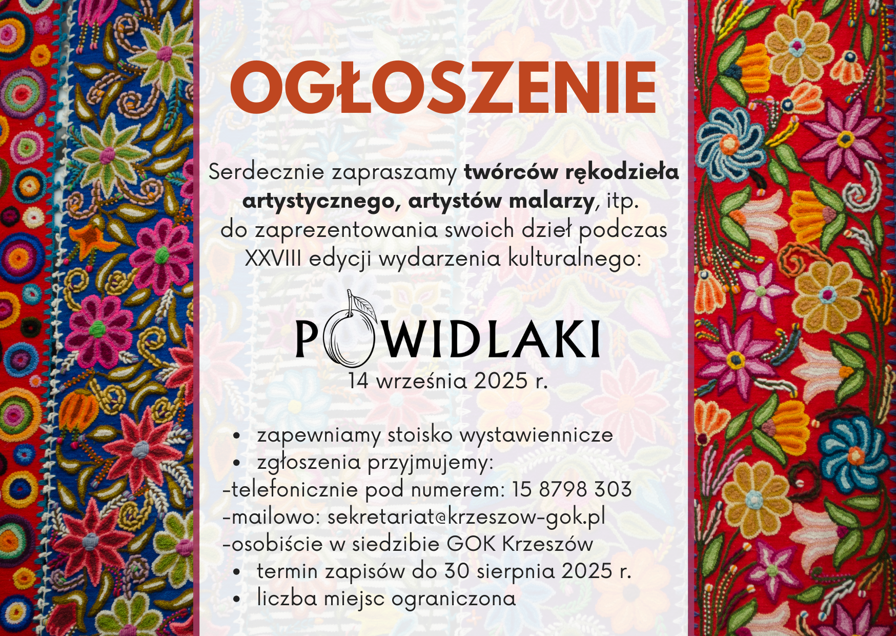 Ogłoszenie dla wystawców – Powidlaki 2025