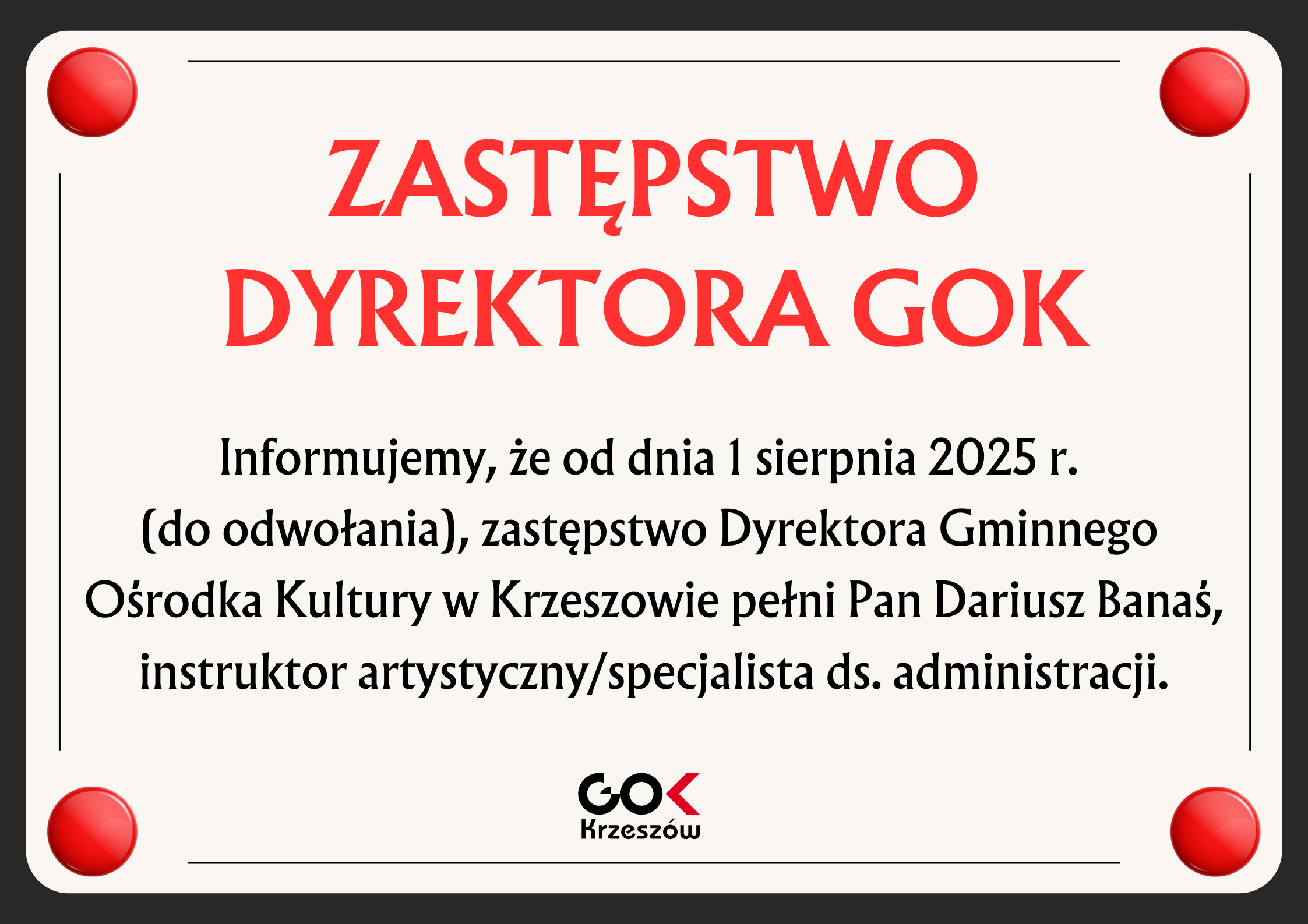 ZASTĘPSTWO DYREKTORA GOK